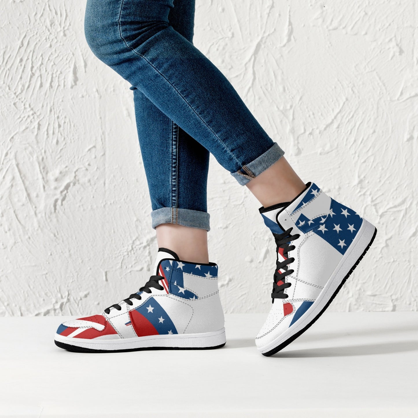 209. High-Top Leather Sneakers - White / Black