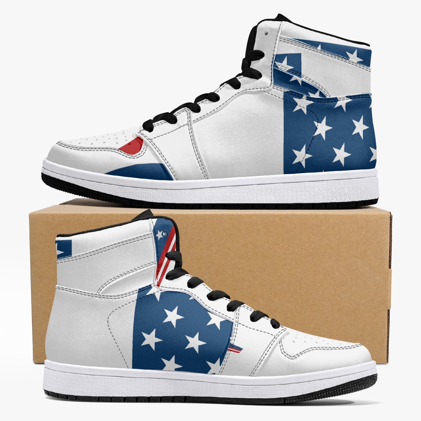 209. High-Top Leather Sneakers - White / Black