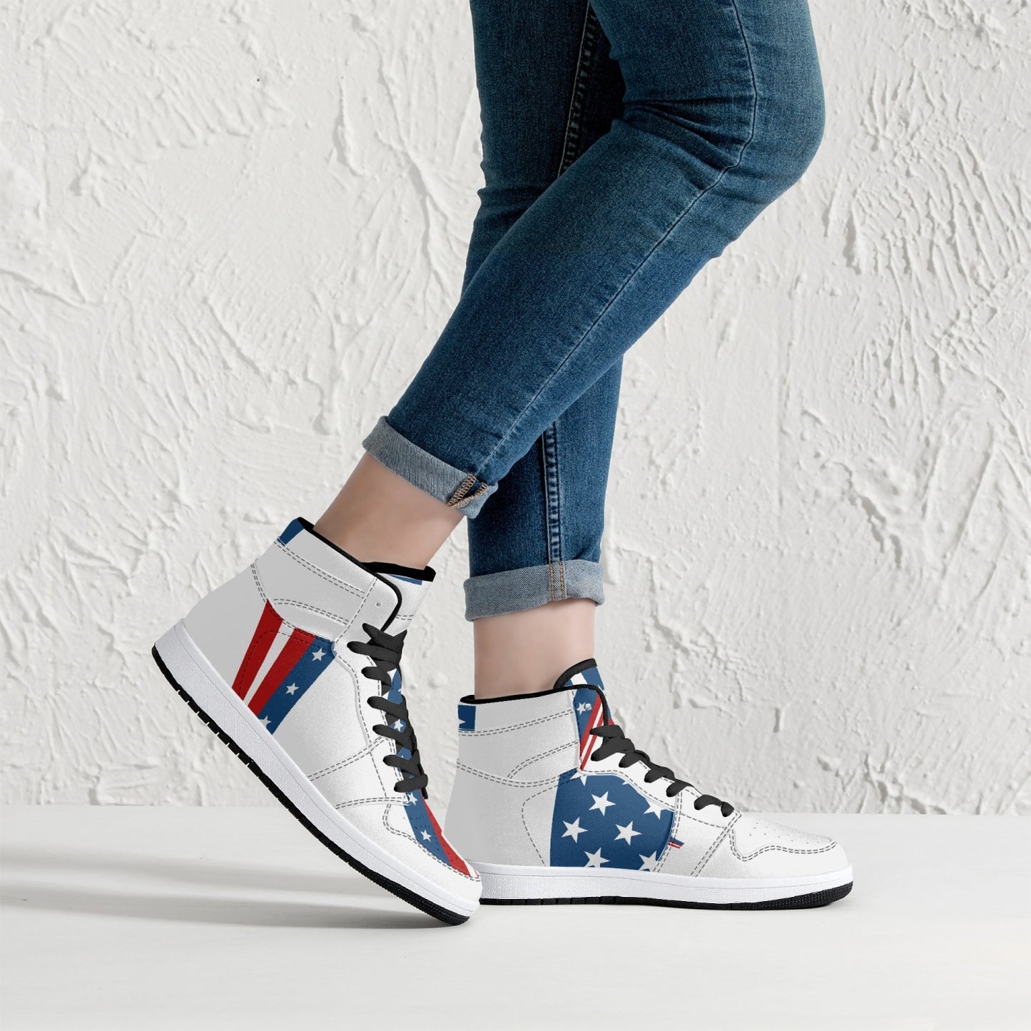 209. High-Top Leather Sneakers - White / Black