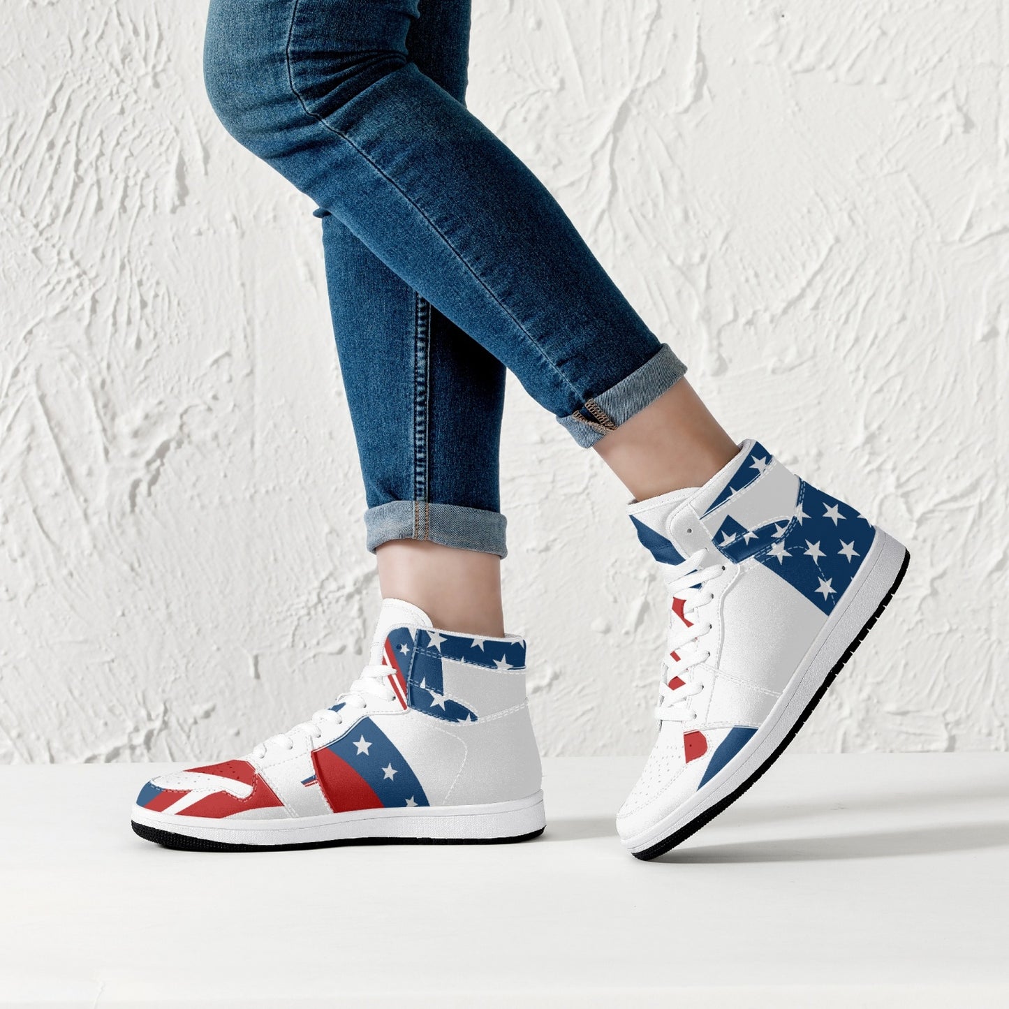 209. High-Top Leather Sneakers - White / Black